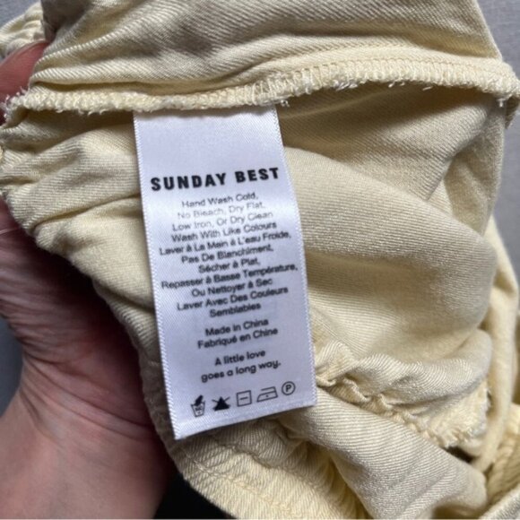 Sunday Best Aritzia Tabata yellow strapless jumpsuit Sz XS - Picture 9 of 13